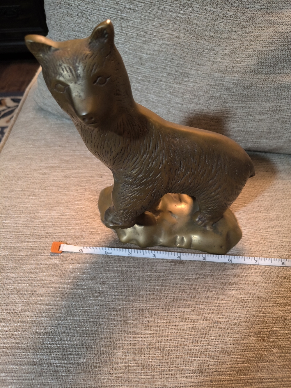 Brass Bear Figurine - Gold Tone Decorative Statue